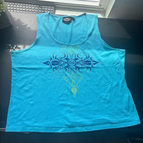 Women’s Harley-Davidson  Blue Graphic Tank Top 2W - Picture 1 of 5